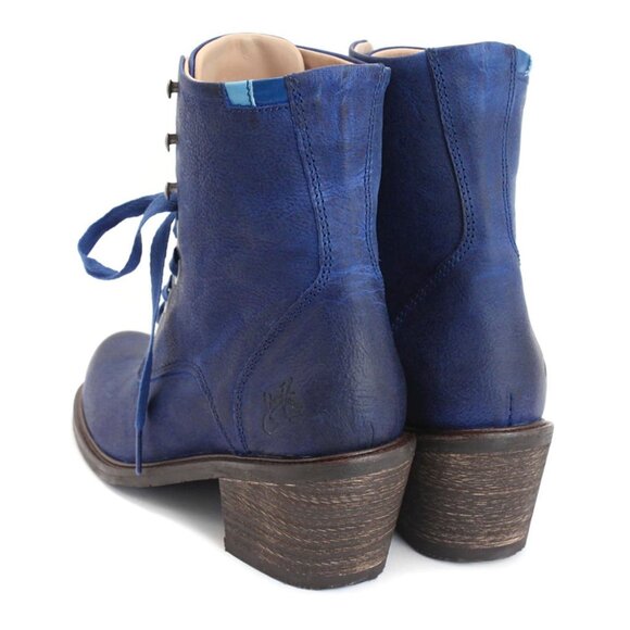 John Fluevog Adriana Nuni Lace-Up Winter Boot / Size 8 / Blue Distressed - Picture 3 of 13